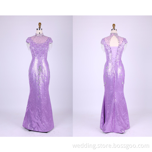 Pretty O-Neck Beading Pink Chiffon Sheath Wedding Dresses 2015